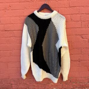 Vintage 90s Geometric Knitted Sweater Size Large